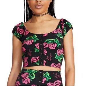 Betsey Johnson Tin Can Rose Crop Top Sz S NWT